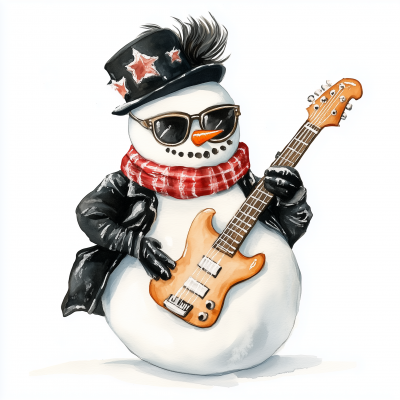 Rockabilly Snowman Clipart
