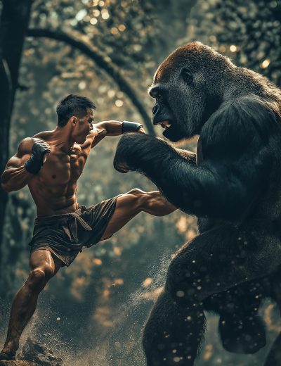 Thai Fighter vs Gorilla