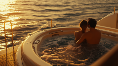 Romantic Sunset on a Yacht