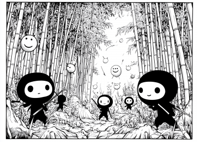 Kawaii Ninjas in Bamboo Forest