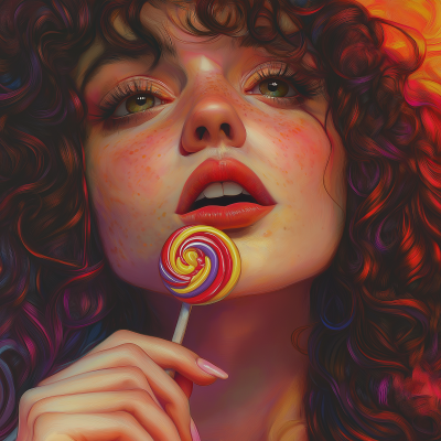 Surreal Woman with Lollipop