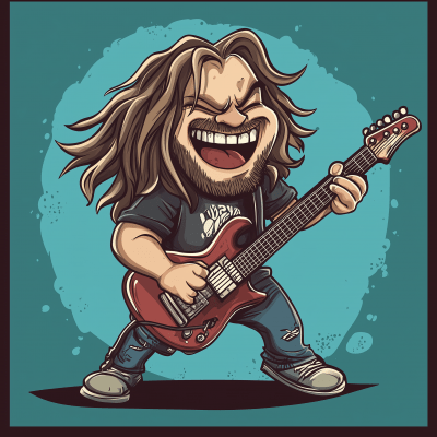 Happy Heavy Metal Guitar Player