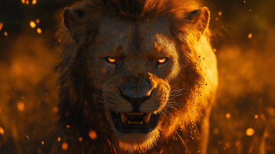 Intimidating Lion Portrait