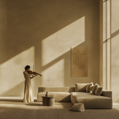 Elegant Living Room with Violinist