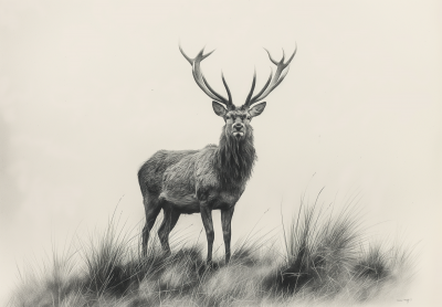 Black and White Red Deer