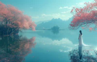 Surreal Woman by the Lake