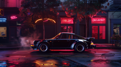 1980s Porsche 930 Turbo at Night