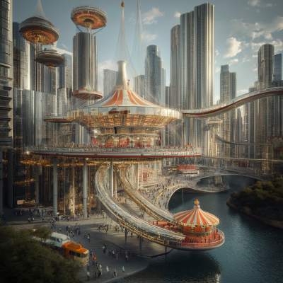 Photorealistic Cityscape with Modern Circus