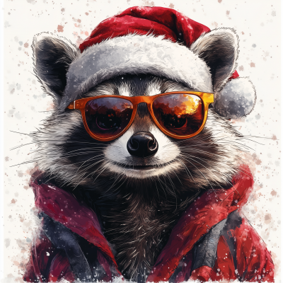 Cool Raccoon Santa