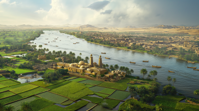 Panoramic Scene of the Nile River