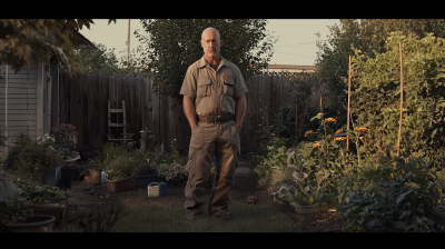 Bald Landscaper in the Yard