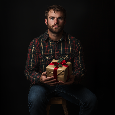 Man Holding Christmas Gift