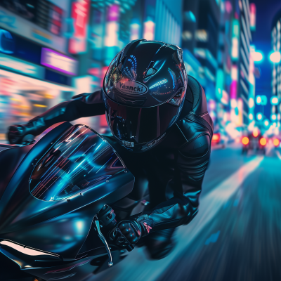 Speeding Motorcycle in Tokyo