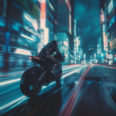 Cyberpunk Motorcycle Rider