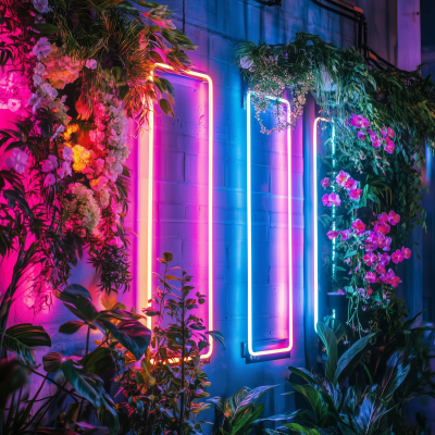 Neon Lights and Plants