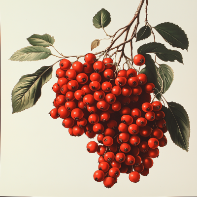 Vintage Rowan Berries Illustration