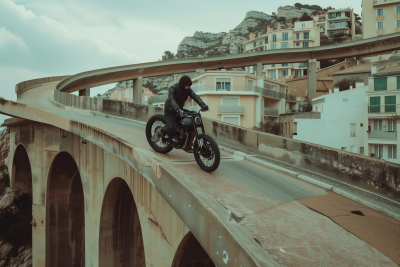Biker on Spiral Overpass