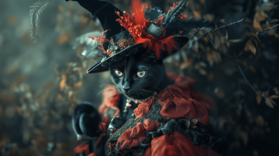 Halloween Witch with Black Cat