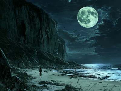 Haunted Beach Under the Full Moon