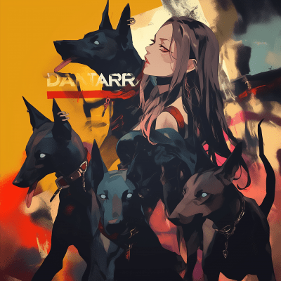 Beautiful Girl and Demonic Dogs Wallpaper