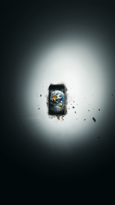 Decaying Earth on Phone Screen