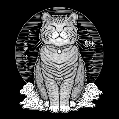 Japanese Style Cat Illustration