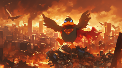 Superman Duck in Ruins