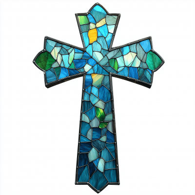 Colorful Stained Glass Cross