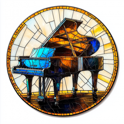 Stained Glass Grand Piano Ornament