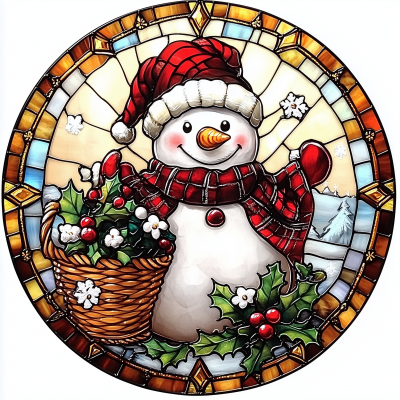 Happy Snowman Stained Glass