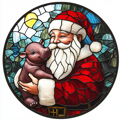 Santa Claus Stained Glass Ornament