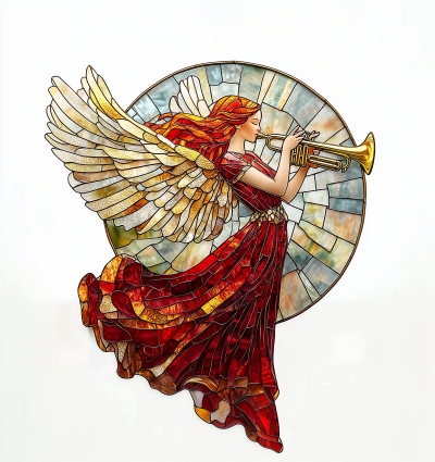 Red and Gold Stained Glass Ornament