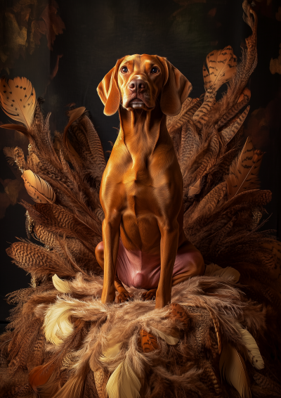 Regal Vizsla on Throne