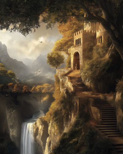 Fantasy Landscape with Stair Ladder