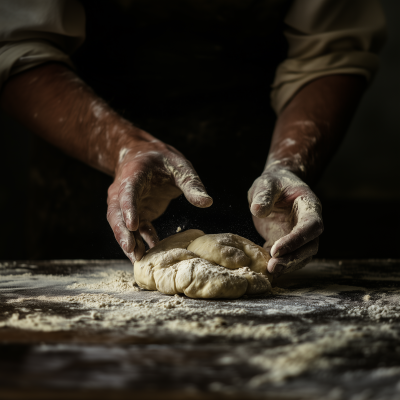 Hands Handling Dough