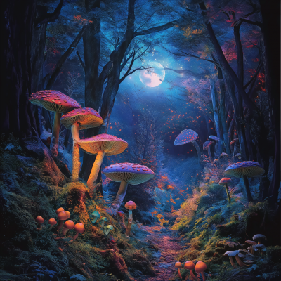 Moonlit Psychedelic Forest