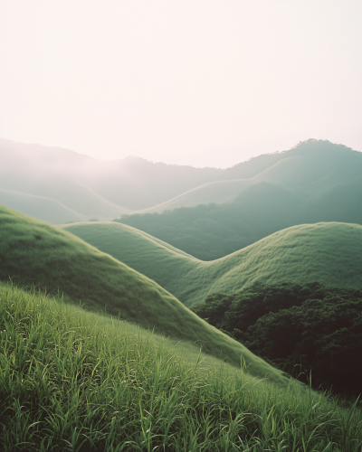 Misty Grassland Serenity