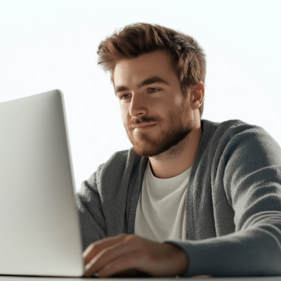 Curious Man at Desk