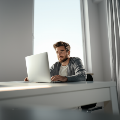 Curious Man at Desk