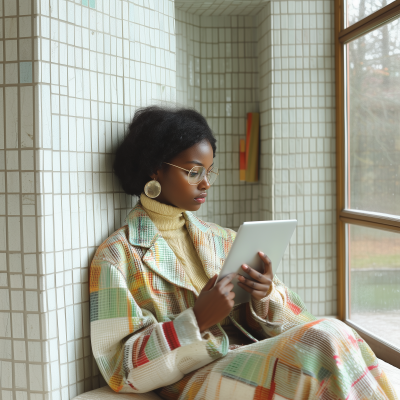 Woman Using iPad in Studio