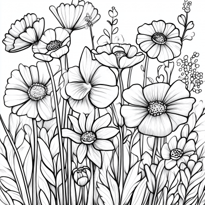 Extra Large Flower Garden Coloring Page