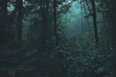 Invasive Plant in Dark Forest