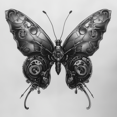 Steampunk Butterfly Tattoo Design