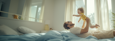 Playful Dad and Daughter Moment