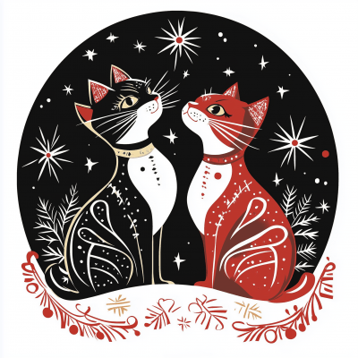 Art Deco Christmas Cats