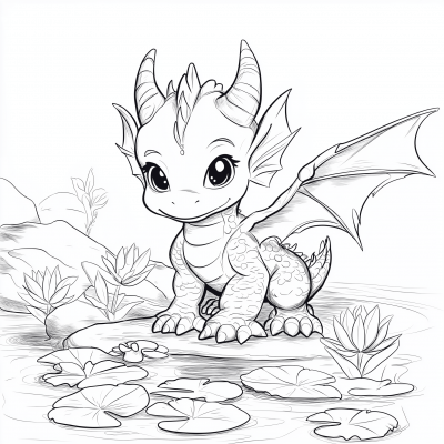 Baby Dragon Coloring Page