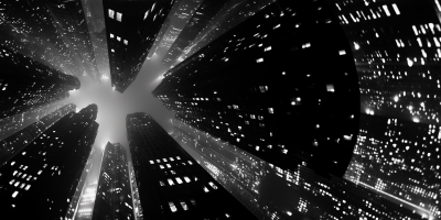 Nighttime Skyscrapers from Below