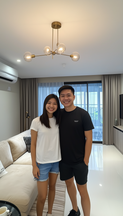 Happy Young Couple in Modern Apartment