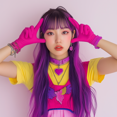 Japanese Woman with Purple Hair