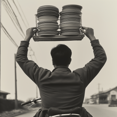 Back of a Man with Cooking Utensils